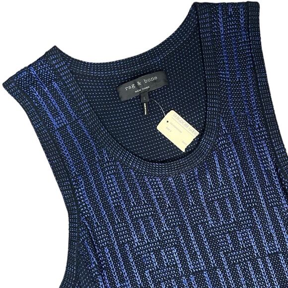 NWT Rag & Bone Knit Sweater Sleeveless Striped Blue Dress Size Large - Picture 7 of 11